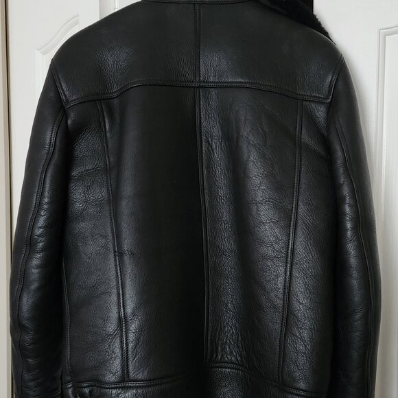 Sheepskin Shearling Aviator Leather Jacket - Picture 6 of 13